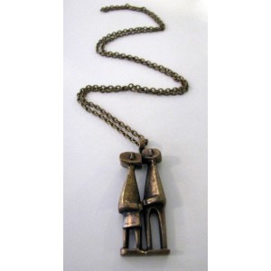 - SOLD - Jorma Laine Finland: COUPLE necklace, cast bronze