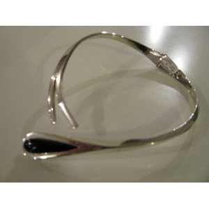 Sigi de Taxco Modernist Sterling Silver Neck Collar with Onyx