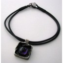 60s silver + amethyst + leather COLLIER