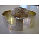 Artisan Studio Cuff Bangle: Rutilated quartz + sterling silver modernist BEAUTY