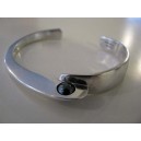 Svend Haugaard: sterling silver with BLACK pearl cuff bangle 