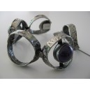 Perli, Germany, Amethyst + Cast Silver: pure 70s bracelet 