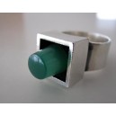 Hans Hansen outstanding green chalcedony in silver square