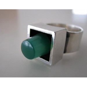 - SOLD - Hans Hansen outstanding green chalcedony in silver square