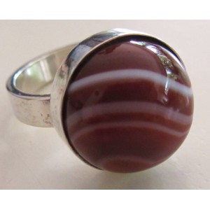 SOLD - Randers elegant + eye catching RING orange AGATE cabochon