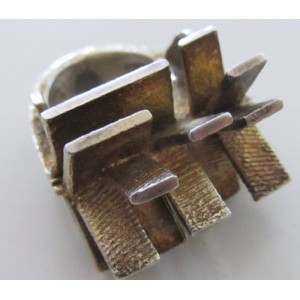 SOLD - Thor Selzer oustanding unique ring object sterling + gold wash