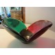 Venini, Murano Italy. Carlo Scarpa Bowl﻿, green + red glass, iridescent surfaces, 1940ies