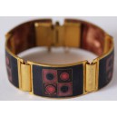 Cloisonné Enamel Bracelet by Scholz&Lammel in Brass Mounting with geometric figures