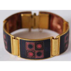 SOLD - Cloisonné Enamel Bracelet by Scholz&Lammel in Brass Mounting with geometric design