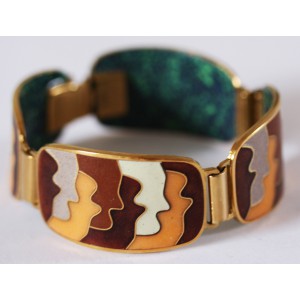 SOLD - Cloisonné Enamel Bracelet by Scholz&Lammel FACES!