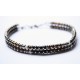 Langani collier with silver black brown & white pearls 