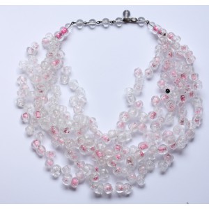 Vintage Langani COLLAR of light pink glass beads! 1960s!