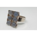 Elis Kauppi Sterling Silver Ring with 6 Chalcedony Spheres * Finnish Beauty