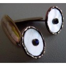 Goldtone - MOP - Saphire: fine pair of early Cufflinks! 