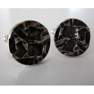 German round cufflinks with landscape surface!