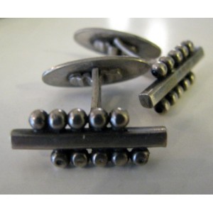 Art Deco Silver Pearl Cufflinks